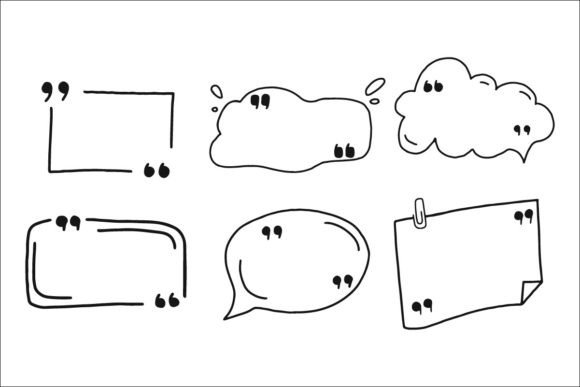 6 Doodle Speech Bubbles and Quote Marks for Graphics