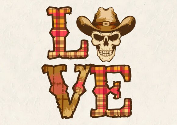 Skull Love Western Valentine PNG Graphics for T-Shirt Designs